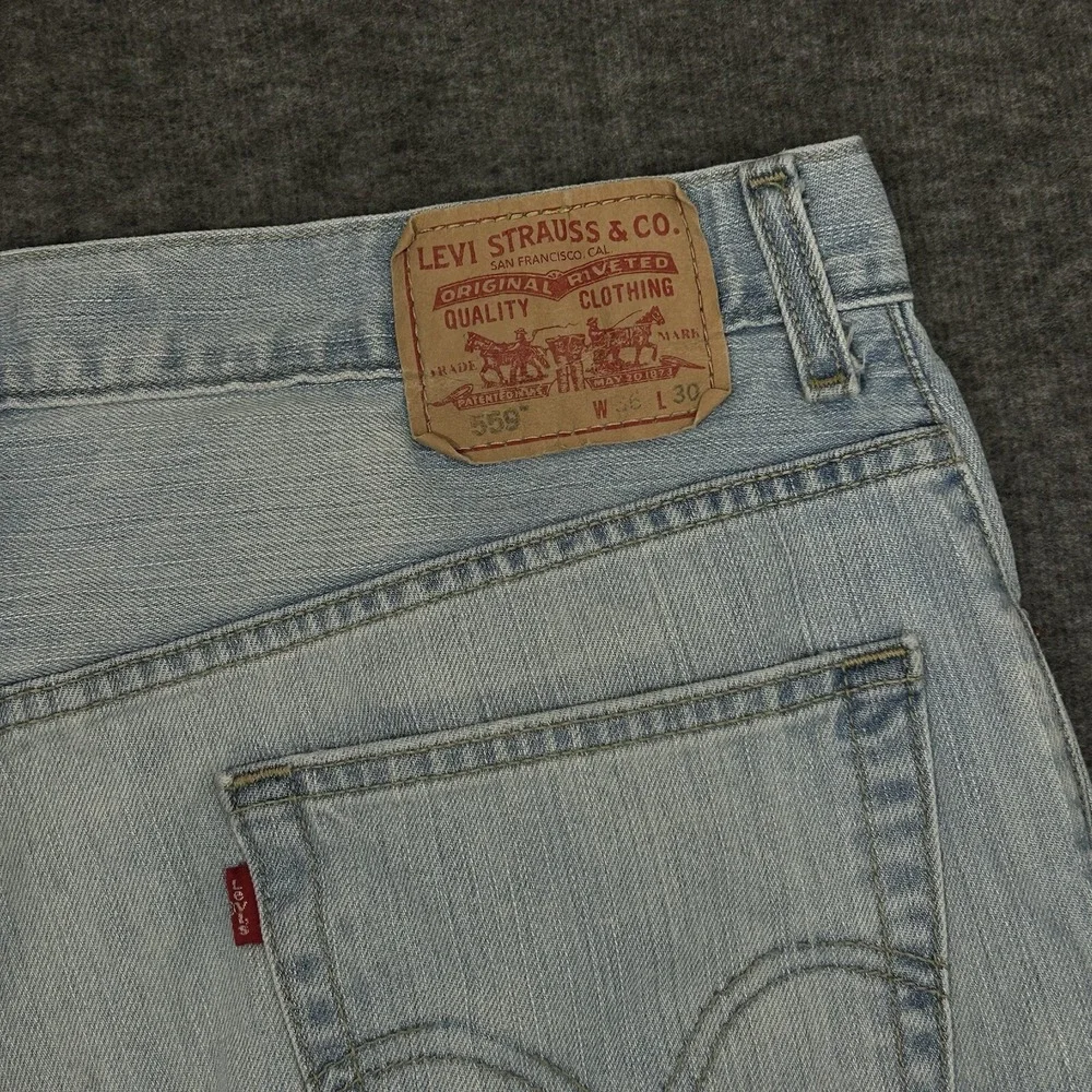 Levis 559 Jeans Mens Actual 34X29 Relaxed Straight Stonewash Washout Grunge Punk